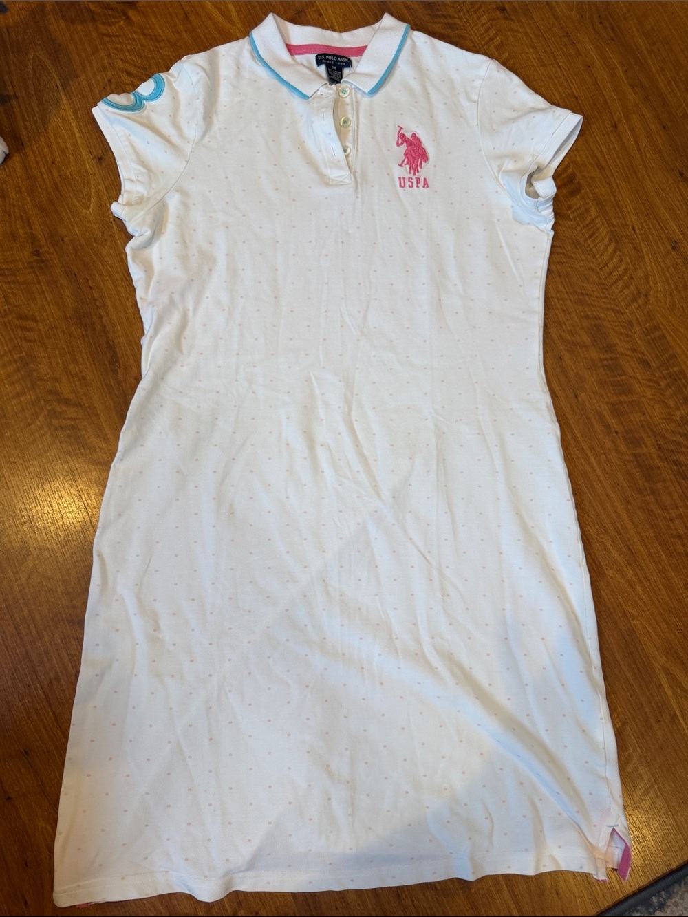 USPA White Polo Dress with Pink Logo